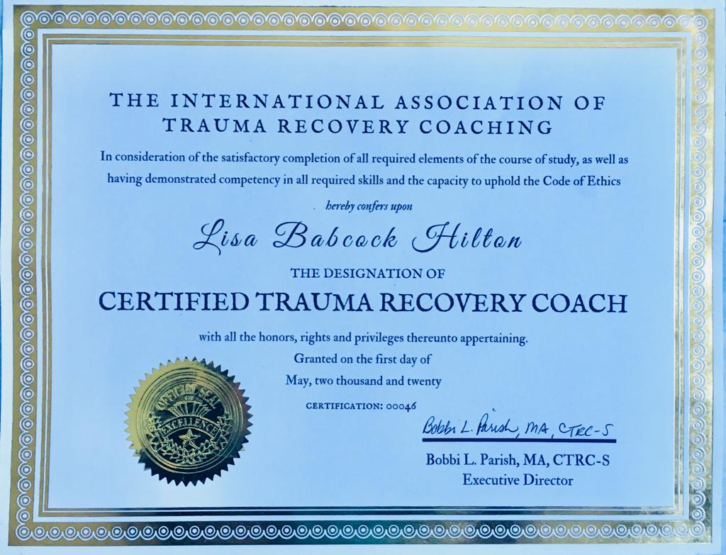 Certified Trauma Recovery Coach certificate